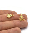 Gold Bicycle Earring, 4 Gold Plated Brass Bicycle Stud Earrings (14x11mm) N1220