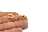Brass Moon Earring, 6 Raw Brass Crescent Moon Stud Earrings (14x3x2mm) N1598