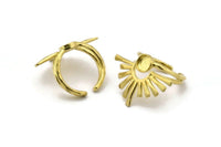 Brass Ring Setting, Raw Brass Adjustable Rings With 1 Stone Settings - Pad Size 6mm N1279