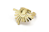Gold Ring Setting, Gold Plated Brass Adjustable Rings With 1 Stone Settings - Pad Size 6mm N1279