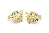 Gold Ring Setting, Gold Plated Brass Adjustable Rings With 1 Stone Settings - Pad Size 6mm N1279