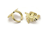 Gold Ring Setting, Gold Plated Brass Adjustable Rings With 1 Stone Settings - Pad Size 6mm N1279