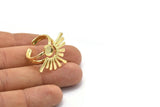 Gold Ring Setting, Gold Plated Brass Adjustable Rings With 1 Stone Settings - Pad Size 6mm N1279