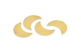 Brass Moon Charm, 10 Raw Brass Moon Charms with 3 Holes, Pendants (22x10x0.50mm) D0782