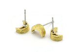 Brass Moon Earring, 12 Raw Brass Crescent Moon Stud Earrings (8x6x3mm) N1403
