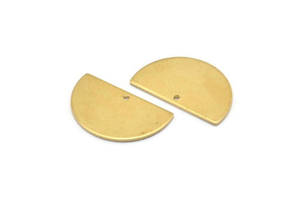 Semi Circle Charm, 12 Raw Brass Half Moon Blanks With 1 Hole, Earrings, Pendants (21x13x0.80mm) D0786