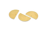 Semi Circle Charm, 12 Raw Brass Half Moon Blanks With 1 Hole, Earrings, Pendants (21x13x0.80mm) D0786