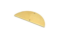 Brass Half Moon, 8 Raw Brass Semi Circle Blanks With 2 Holes, Charms, Earrings, Pendants (39x15x1mm) D0784