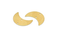 Brass Moon Charm, 10 Raw Brass Moon Charms with 2 Holes, Pendants (22x10x0.50mm) D0787