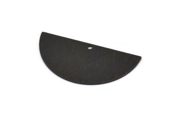 Black Half Moon, 6 Oxidized Black Brass Textured Semi Circle Blanks With 1 Hole, Charms, Earrings (36x18x0.60mm) D0746 H1019