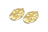 Brass Oval Charm, 12 Raw Brass Wavy Oval Charms With 1 Loop, Pendants, Earrings, Findings (37x23x0.50mm) D0807