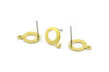 Brass Circle Earring, 10 Raw Brass Circle Stud Earrings With 1 Loop (13x10x0.80mm) M042 A1626