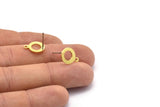 Brass Circle Earring, 10 Raw Brass Circle Stud Earrings With 1 Loop (13x10x0.80mm) M042 A1626