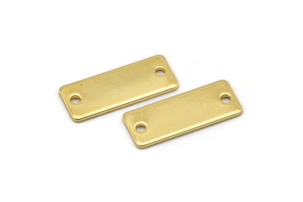 Gold Rectangle Bar, 6 Gold Plated Brass Rectangle Stamping Blanks with 2 Holes, Necklace Pendants (20x8x0.80mm) A0813 Q0845
