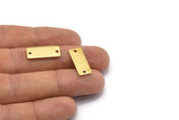 Gold Rectangle Bar, 6 Gold Plated Brass Rectangle Stamping Blanks with 2 Holes, Necklace Pendants (20x8x0.80mm) A0813 Q0845
