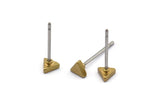 Brass Triangle Earring, 12 Raw Brass Triangle Stud Earrings (4mm) D1454