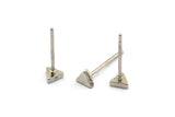 Silver Triangle Earring, 12 Silver Tone Brass Triangle Stud Earrings (4mm) D1454