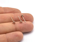 Silver Triangle Earring, 12 Silver Tone Brass Triangle Stud Earrings (4mm) D1454