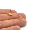 Brass Triangle Earring, 12 Raw Brass Triangle Stud Earrings (9x1.5mm) D0129 A1137