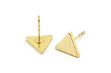 Gold Triangle Earring, 6 Gold Plated Brass Triangle Stud Earrings (9x1.5mm) D0129 A1137