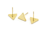 Gold Triangle Earring, 6 Gold Plated Brass Triangle Stud Earrings (9x1.5mm) D0129 A1137