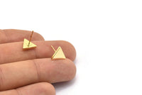 Gold Triangle Earring, 6 Gold Plated Brass Triangle Stud Earrings (9x1.5mm) D0129 A1137