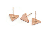 Rose Gold Triangle Earring, 6 Rose Gold Plated Brass Triangle Stud Earrings (9x1.5mm) D0129 A1137