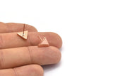 Rose Gold Triangle Earring, 6 Rose Gold Plated Brass Triangle Stud Earrings (9x1.5mm) D0129 A1137