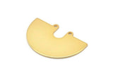 Semi Circle Charm, 2 Gold Plated Brass Semi Circle Charm Pendants With 2 Holes (33x22x0.80mm) D0669 Q0766