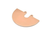 Semi Circle Charm, 2 Rose Gold Plated Brass Semi Circle Charm Pendants With 2 Holes (33x22x0.80mm) D0669 Q0766