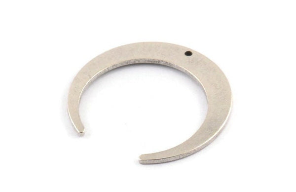 Silver Moon Charm, 6 Antique Silver Plated Brass Crescent Moon Charms With 1 Hole (26x27x1mm) D0692 H1392
