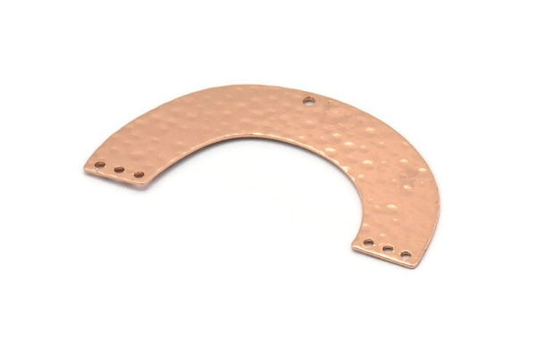 U Shaped Charm, 4 Rose Gold Plated Brass Hammered U Shaped Connectors With 7 Holes, Earrings, Pendants, Findings (43x23x0.50mm) D0717 Q0768