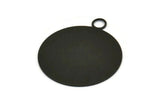 Black Round Charm, 4 Textured Oxidized Black Brass Round Stamping Blanks With 1 Loop, Pendants (35x30x0,50mm) D0734