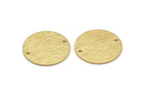 Gold Round Tag, 2 Gold Plated Brass Textured Round Stamping Blanks With 2 Holes, Connectors, Pendants, Findings (21x1mm) D0760