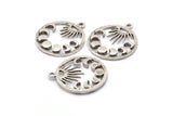 Moon Phases Charm, 2 Antique Silver Plated Brass Crescent Moon Phases Charms With 1 Loop, Pendants, Findings (25x22x2.2mm) N1633 H1050