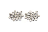 Silver Snowflake Charm, Antique Silver Plated Brass Snowflake Shaped Charm With 1 Loop, Pendants (35x33x2.5mm) N1635