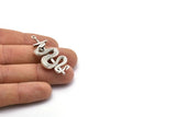 Silver Sword Charm, Antique Silver Plated Brass Sword Charms With 1 Loop, Snake Sword (47x22mm) N1643