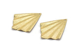 Brass Fan Charm, 12 Raw Brass Textured Fan Shaped Charm Earrings With 1 Hole, Findings (35x27x0.50mm) D0821