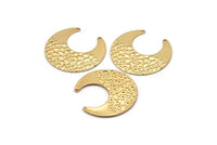 Gold Moon Charm, 2 Textured Gold Plated Brass Horn Charms With 2 Holes, Findings, Connectors (30x13.5x0.60mm) D955 Q0944