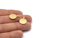 Gold Round Tag, 4 Gold Plated Brass Round Stamping Blanks With 1 Loop, Earrings, Pendants, Findings (20x14x1mm) D0754 Q0776
