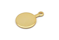 Gold Round Tag, 4 Gold Plated Brass Round Stamping Blanks With 1 Loop, Earrings, Pendants, Findings (20x14x1mm) D0754 Q0776