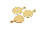 Gold Round Tag, 4 Gold Plated Brass Round Stamping Blanks With 1 Loop, Earrings, Pendants, Findings (20x14x1mm) D0754 Q0776