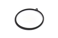 Siyah Yuvarlak Küpe, 1 Halka ve 3 Delikli 3 Oksitlenmiş Siyah Pirinç Yuvarlak Küpe Tılsımı, Kolye Uçları, Bulgular (50 mm) E545 H1238
