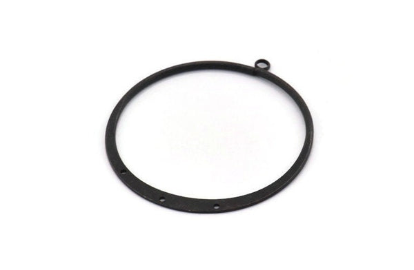 Siyah Yuvarlak Küpe, 1 Halka ve 3 Delikli 3 Oksitlenmiş Siyah Pirinç Yuvarlak Küpe Tılsımı, Kolye Uçları, Bulgular (50 mm) E545 H1238
