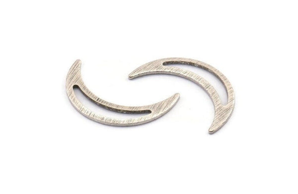 Silver Moon Blank, 12 Textured Antique Silver Plated Brass Crescent Moon Blanks, Stamping Blanks (22x5x0.80mm) M01200 H1271