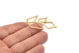Brass Diamond Charm, 24 Raw Brass Rhombus Charms With 1 Loop, Earrings, Findings (28x14x0,80mm) D855