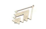 Silver Triangle Charm, 2 Antique Silver Plated Brass Tree Charms With 2 Loops (51x33x1mm) M01219 H1288