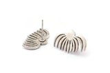 Earring Studs, 4 Antique Silver Plated Brass -  Spider Stud Earrings - Silver Earrings - Earrings (19x12x1.2mm) N1617