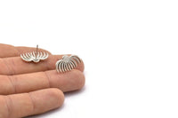 Earring Studs, 4 Antique Silver Plated Brass -  Spider Stud Earrings - Silver Earrings - Earrings (19x12x1.2mm) N1617