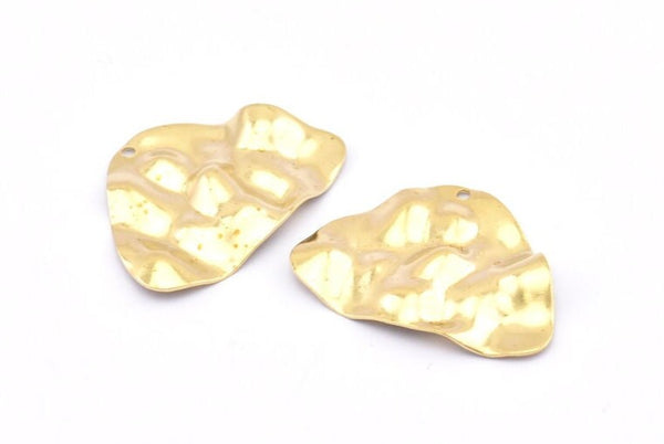 Brass Irregular Charm, 12 Raw Brass Irregular Shaped Charms With 1 Hole, Earrings, Pendants, Findings (30x22x0.60mm) D0829